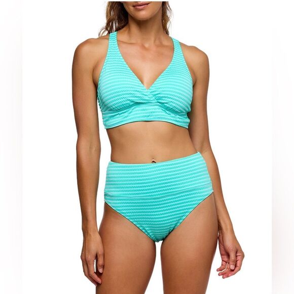Aqua Striped Women's Bikini Set By Dillards - Picture 1 of 8